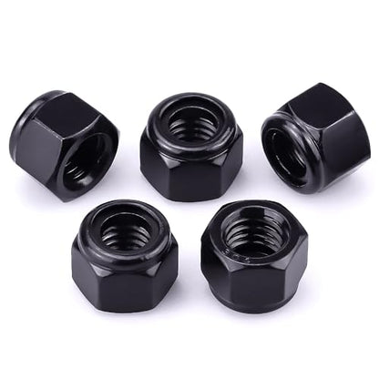 EASTLO #10-32 Lock Nuts Black, Nylon Insert Locknuts 304 Stainless Steel A2-70 Grade, Self Clinching Nuts, Coarse Thread, 100 PCS - size: #10-32