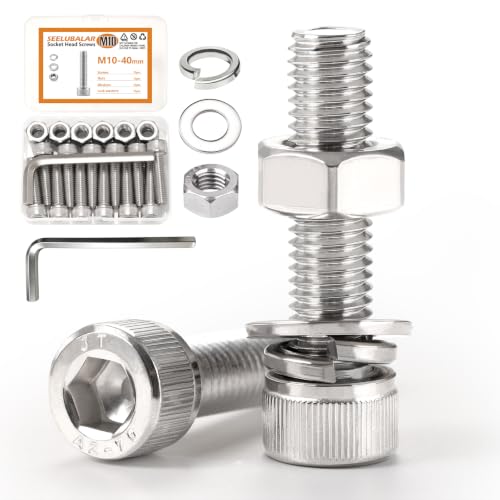 12 Sets Metric M10 Hex Socket Head Cap Screws Bolts Kit, M10-40mm Screws - size: M10 - 40mm