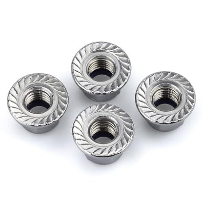 M3-0.5 (50 Pack) Hex Flange Locknuts, Serrated Flange Washer, Stainless Steel 304 (18/8) - size: M3-0.5