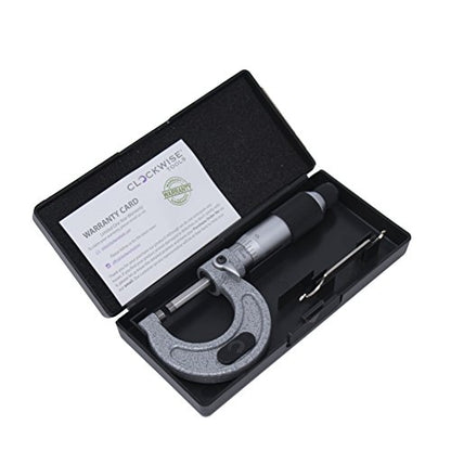 Clockwise Tools MMTR-01 Premium Outside Micrometer with Carbide Tip 0-1" Measuring Range 0.0001" Graduation Precision Machinist Tool - size: 0-1"