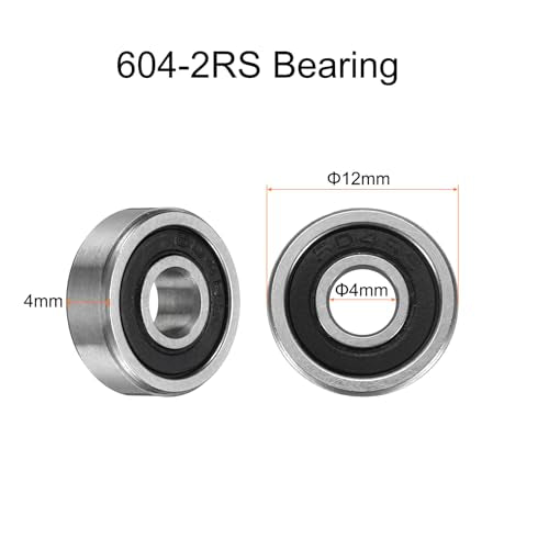 uxcell 10pcs 604-2RS Bearing 4x12x4mm, Chrome Steel Double Rubber Seals Miniature Bearing, Lubricated Deep Groove Ball Bearings, P6 (ABEC 3) - size: 604-2RS