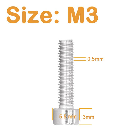 10pcs M3 x 110mm - 0.5mm Pitch Extra Long Hex Socket Cap Bolts Screws 304 Stainless Steel - size: M3x110mm 10pcs