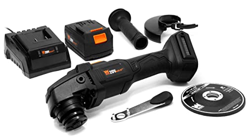 WEN Cordless Angle Grinder, Brushless with 20V Max 4.0 Ah Lithium-Ion Battery and Charger (20944), Black - size: Cordless 4-1/2-Inch (w/ Battery & Charger)