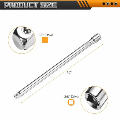 HARFINGTON 1pcs Socket Extension Bar 3/8" Drive 10" Long Extension Bars - size: 3/8" x 10"
