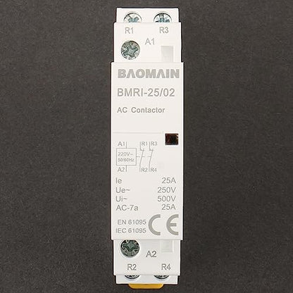 BAOMAIN 220V AC 2-Pole 25A Modular Contactor, 2NC, DIN Rail Mount