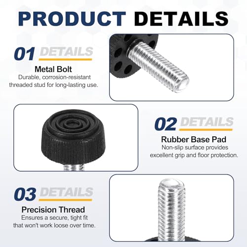 uxcell 8Pcs M8 Thread Adjustable Furniture Levelers, 1.38 x 0.91 - size: M8 x 1.38" x 0.91"