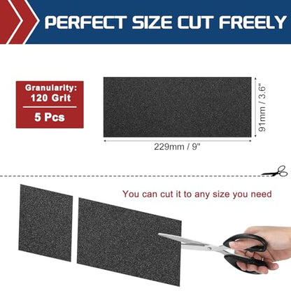 5Pcs Sand Paper 3.6x9 120Grit Silicon Carbide Sandpaper Sheets - size: 3.6 x 9 Inch (120 Grits)