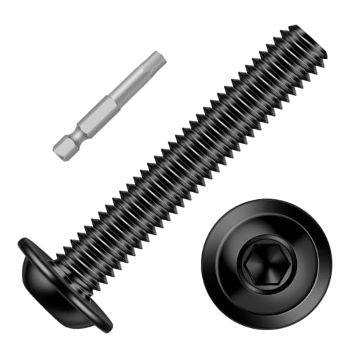 Mellewell M6-1.0 x 40mm Flanged Button Head Socket Cap Screw Bolts, Allen Socket Drive, Stainless Steel 304, Black Finish, Quantity 25 - color: Black, size: M6-1.0 x 40mm