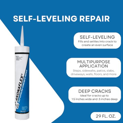 Akonaflex Self-Leveling Concrete Repair, 29 Ounces