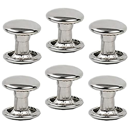 100 Sets Silver Stainless Steel Leather Rivets Double Cap Rivet Tubular Metal Studs Repairs Decoration Craft Accessories for Leather Craft Clothes Shoes Bags Belts (12mm 100sets, Silver) - size: 12mm 100sets
