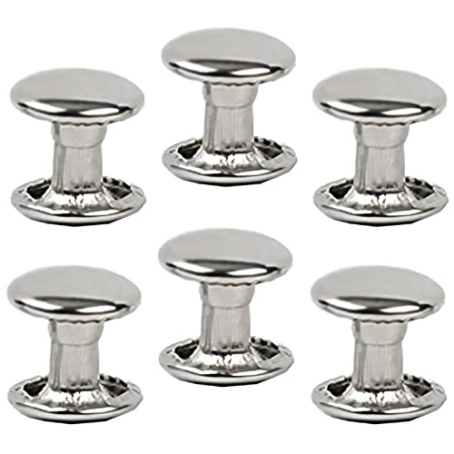 100 Sets Silver Stainless Steel Leather Rivets Double Cap Rivet Tubular Metal Studs Repairs Decoration Craft Accessories for Leather Craft Clothes Shoes Bags Belts (12mm 100sets, Silver) - size: 12mm 100sets