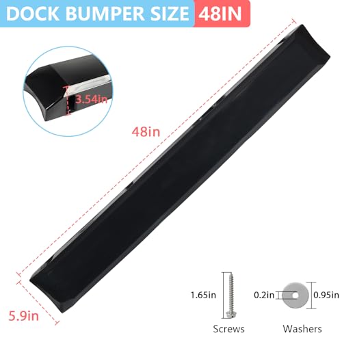 48in Dock Bumper,Boat Dock Bumpers,Dock Bumper Guards,Heavy Duty Dock Piling Bumpers Post Bumpers for Protecting Boat and Dock,Screws and Washers Included,Black - color: Black-1Pack, size: 48inch