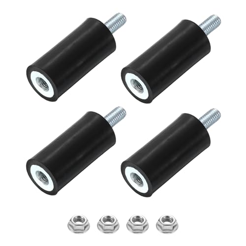 uxcell M5 Rubber Mounts, 4Pcs 15x30mm(DxH) Rubber Cylindrical Anti Vibration Isolator Shock Absorber with Lock Nuts for Car Bobbin Generator Air Compressors - size: M5x15mm, 15x30mm Rubber