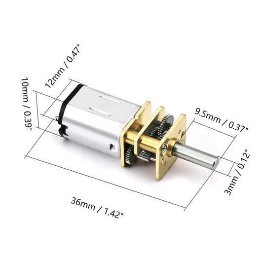 Fielect DC 12V 100RPM Mini Metal Gearwheel Micro Speed Reduction Motor Mini Gear Box Motor GA12-N20 - size: DC 12v 100RMP