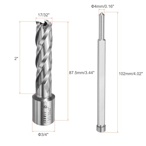 HARFINGTON Annular Cutter 17/32" Cutting Diameter Shank 3/4" with 2" Depth of Locating Pin M2 High-Speed Steel Drill Bit Annular Cutter for Standard Magnetic Drills Machine Tools Mills - size: 17/32 inch * 2 inch
