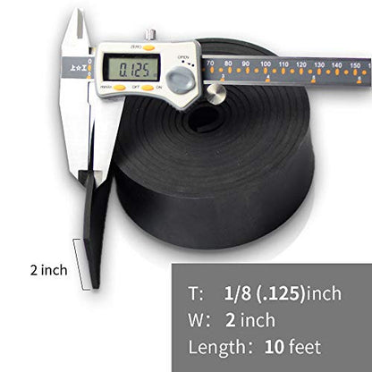 DOBTIM Neoprene Rubber Strips 1/8 (.125)" Thick X 2" Wide X 10'Long, Solid Rubber Rolls Use for Gaskets DIY Material, Supports, Leveling, Sealing, Bumpers, Protection, Abrasion, Flooring, Black - size: 2" X 10', style: .125" thick (No Adhesive）