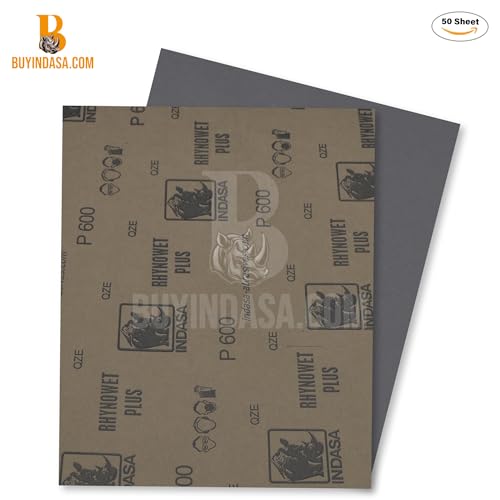 Indasa 50 PCS 9x11” Wet & Dry Sandpaper Sheets, 500 GRIT, Rhynowet Clog-Resistant Abrasive for Wood, Metal, Auto, Paint & Clear Coat Finishing, Sand Paper Silicon Carbide, Plusline - size: 500 GRIT 9"x11" Silicon Carbide
