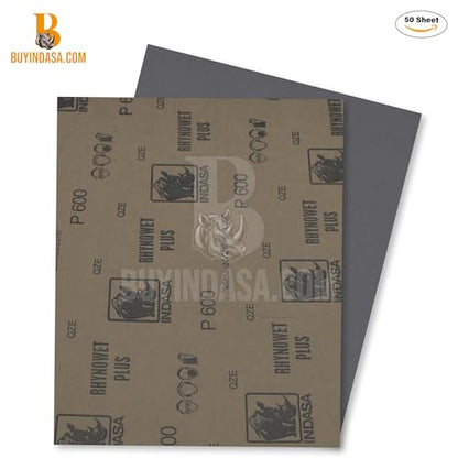 Indasa 50 PCS 9x11” Wet & Dry Sandpaper Sheets, 500 GRIT, Rhynowet Clog-Resistant Abrasive for Wood, Metal, Auto, Paint & Clear Coat Finishing, Sand Paper Silicon Carbide, Plusline - size: 500 GRIT 9"x11" Silicon Carbide
