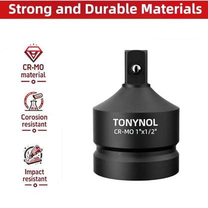 TONYNOL Impact Socket Adapter,1" F to 1/2" M,1PC - size: 1" F to 1/2" M Adapter