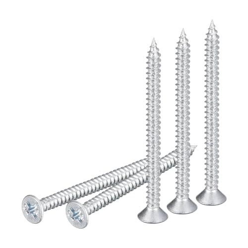 DTGN 100Pcs #6x2 Flat Head Wood Screws, Carbon Steel Phillips Self Tapping Screws - Good for Woodworking, Furniture - Silver - color: Silver, size: #6x2"
