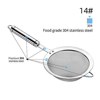 Fine Mesh Strainer with Handle Tea Sifter Stainless Steel Sieve - size: 5.51 inch Medium