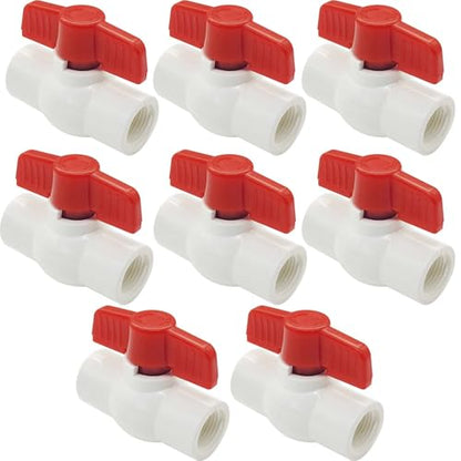 YSIL 4Pcs 1/2” PVC Ball Valve Shut-off NPT Female Threaded with T-Handle - size: 0.75 Inch