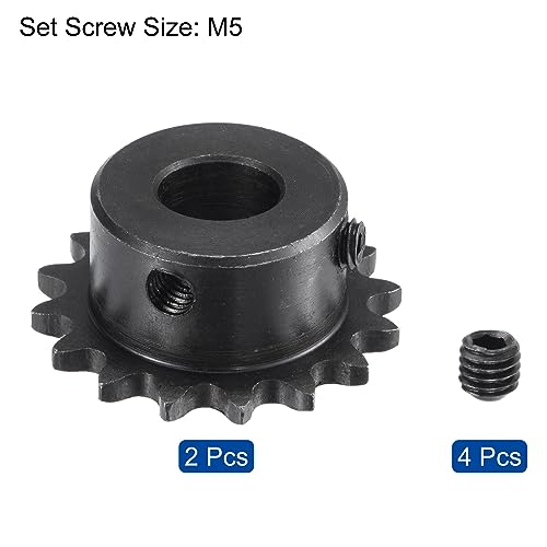 uxcell #25 Chain Roller Sprocket, 10mm Bore 1/4" Pitch 16 Tooth Single Strand Chain Sprocket, C45 Carbon Steel 25 Roller Chain Sprocket with Set Screws for ISO 04C Chain, 2Pcs - size: 35.5mmx10mm