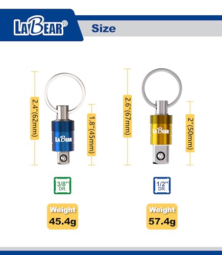 LABEAR 3/8 Inch Socket Holder Keychain Set, 3-Piece EDC Organizer - size: 3/8"