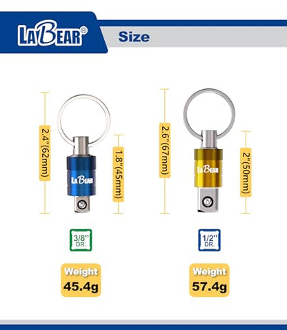 LABEAR 3/8 Inch Socket Holder Keychain Set, 3-Piece EDC Organizer - size: 3/8"