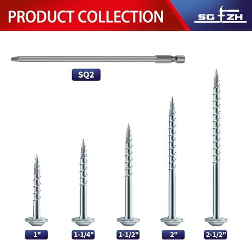 Pocket Hole Screws #8 x 2 Inch (250Pcs) 2lb. Carbon Steel, Zinc Plated, Washer Head, Coarse Thread, Square Drive,150MM Drive Bit Included - color: Zinc Plated, size: #8 x 2"