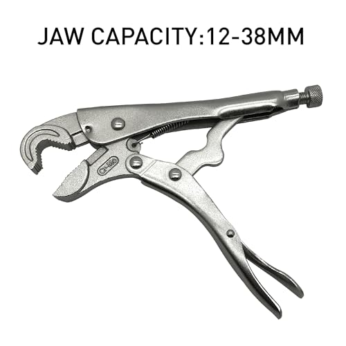 Locking Pliers with Wire Cutter, Cr-Mo Alloy Steel, 3-Side Locking Jaw, Curved Jaw Vise