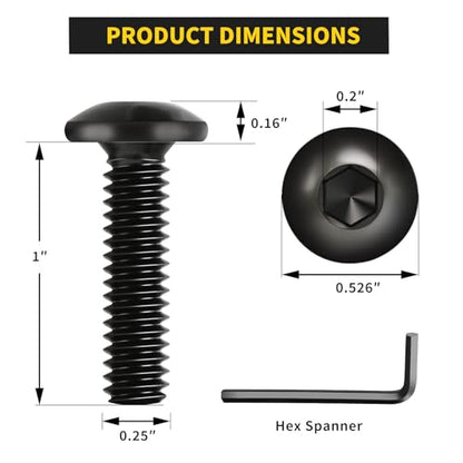 Socket Cap Machine Screws 1/4 x 1 24PC, Button Head Hex Socket - size: 1/4-20 x 1, style: Button