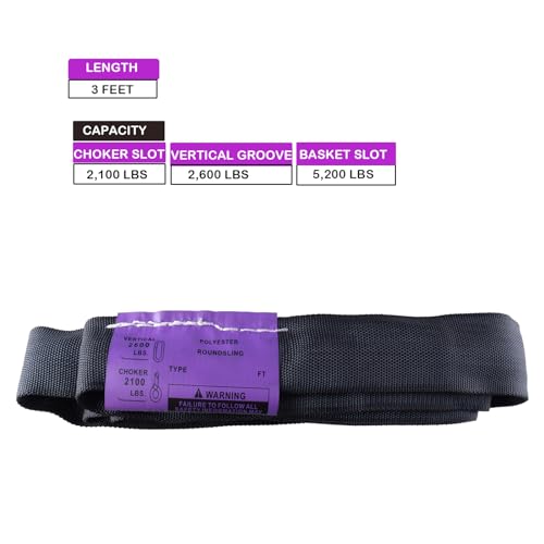 Black Spanset 3FT Polyester Round Sling 4 Pcs -2,600 lb. Vertical Capacity, Endless Lifting Strap Aerial Hoop Silk Stage Sling Light Video (Purple -Vertical Capacity 2,600 lbs, 3FT) - size: 3FT