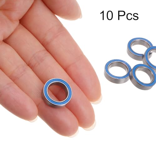uxcell 10pcs 6700-2RS Miniature Deep Groove Ball Bearings 10x15x4mm Blue Rubber Sealed Bearings for TRX4 1/10 RC Cars Trucks, 3D Printer, P6 (ABEC 3) - color: Blue, size: 10x15x4mm