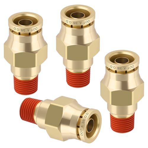 DOT Approved Male Straight Brass Union 3/8" Tube x 1/8" NPT, 4PCS - size: 3/8" OD x 1/8" NPT