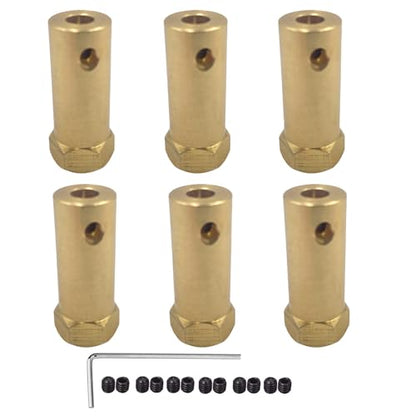 6Pcs Hex Coupler 6mm Bore Motor Hex Brass Shaft Coupling Flexible Connector for DC Motor Shaft, Robot, Model Car Tires Shaft - size: 6mm