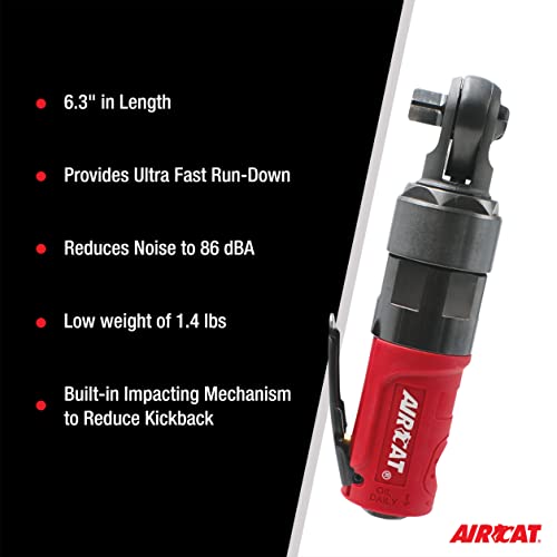 AIRCAT 810-RW 3/8" Compact Impacting Ratchet 50 ft-lb Max Torque, 550 RPM