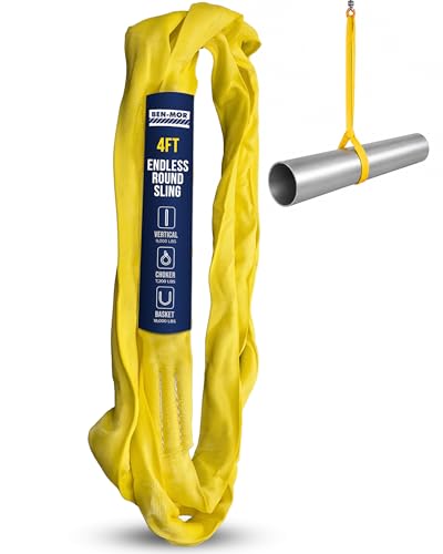 Ben-Mor Heavy Duty Round Lifting Sling, 4 ft 9,000 lb - color: Yellow - 9,000 lb Vertical WLL, size: 4 feet