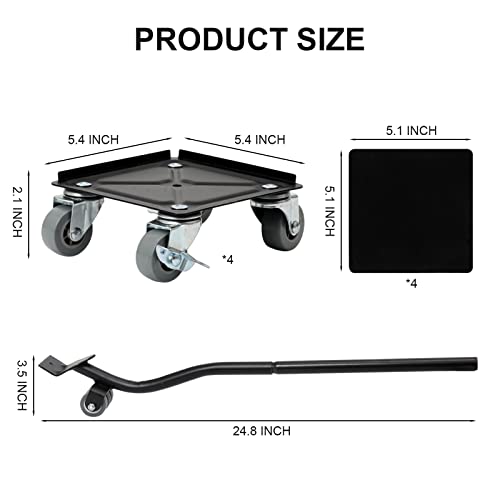 Furniture Movers with Wheels & Furniture Lifter Set, 360° Rotation Wheels Double Bearing Roller Mute，Easy to Moving Heavy Furniture - color: Square