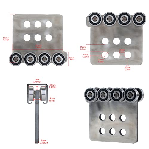8 Wheel Trolley Assembly Rollers.Bearing Trolley Assembly.Stainless Steel.The top of The Trolley has Room for Set Screws, Allowing The use of a 1-5/8" high Strut Channel - style: 8 Wheel Trolley Assembly 2PCS