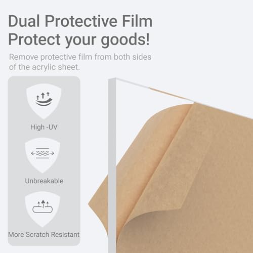 1/8" Thick (3mm) Clear Acrylic Sheet 8" x 8" - 6 Pieces | Cast Plexiglass for DIY Crafts, Sign, Photo Frame, Display Projects - size: 8 x 8"