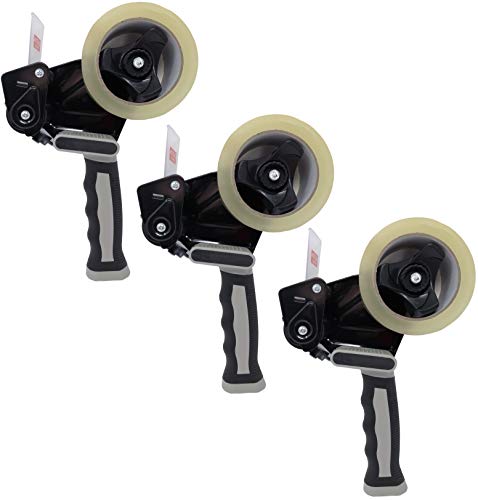 Clipco Tape Dispenser Gun Packing Tape Included (3-Pack) (Black-Gray)