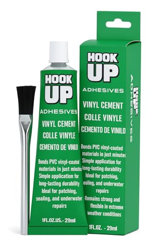 HOOK UP Vinyl Cement – Waterproof Pool Liner Repair Glue for Vinyl & PVC, Fast-Drying Flexible Contact Cement for Inflatables, Air Mattresses, Boats, Tarps, Hot Tubs & Pool Patch Repairs (1 oz) - size: 1 oz