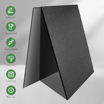 ABS Plastic Sheet 16 x 16 x 1/8 inch Thick 3mm Moldable Plastic Sheet Black Thermoplastic Sheet Good Thermoforming, for DIY Crafts (2, Black, 16 x 16 x 1/8) - size: 16 x 16 x 1/8