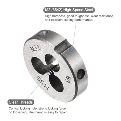 uxcell Round Threading Dies, Metric M3.5 x 0.6 Thread (Right Hand), High Speed Steel (HSS) Screw Cutting Die Repair Tool - size: M3.5 x 0.6