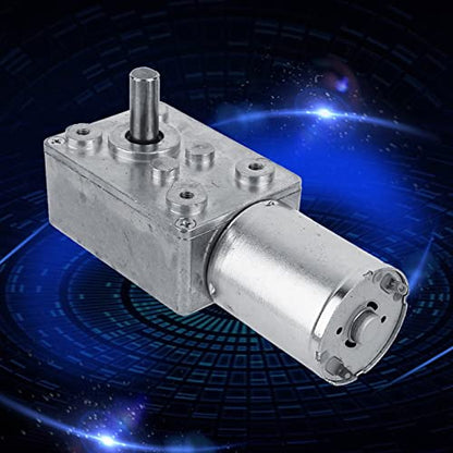 DC Motor 12V, 100RPM Reversible Worm Geared Metal Worm Gear Motor, Electric Reduction Motor Replacement Part for Window Door Opener and Miniature Winch