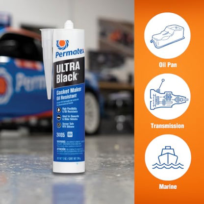 Permatex 24105 Ultra Black Maximum Oil Resistance RTV Silicone Gasket Maker, 10.6 oz. Cartridge - size: 13 Fl. Oz., style: Ultra Black