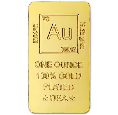 1 oz Gold Plated Bar (Flat Style) 18K Paperweight - color: Gold-plated