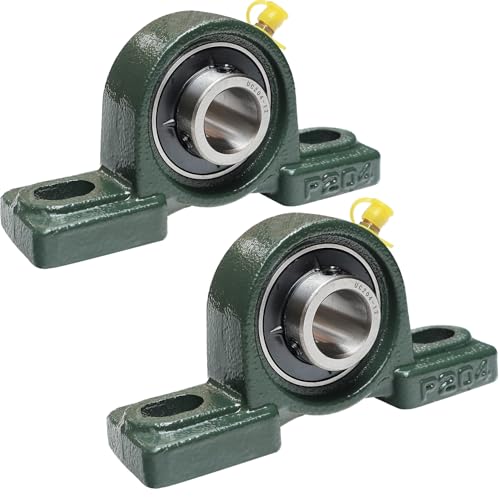 2 Pack UCP204-12 Pillow Block Mounted Ball Bearing - 3/4" Bore - Solid Cast Iron Base - Self Aligning - style: UCP204-12