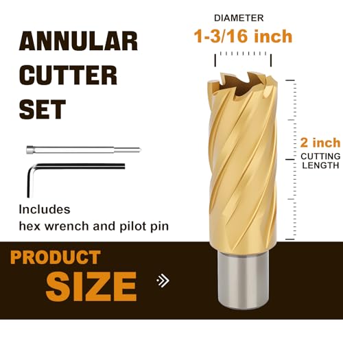 1-3/16"x2 HSS Annular Cutter，Diameter 1-3/16"，Cutting Depth 2" - size: 1-3/16x2"